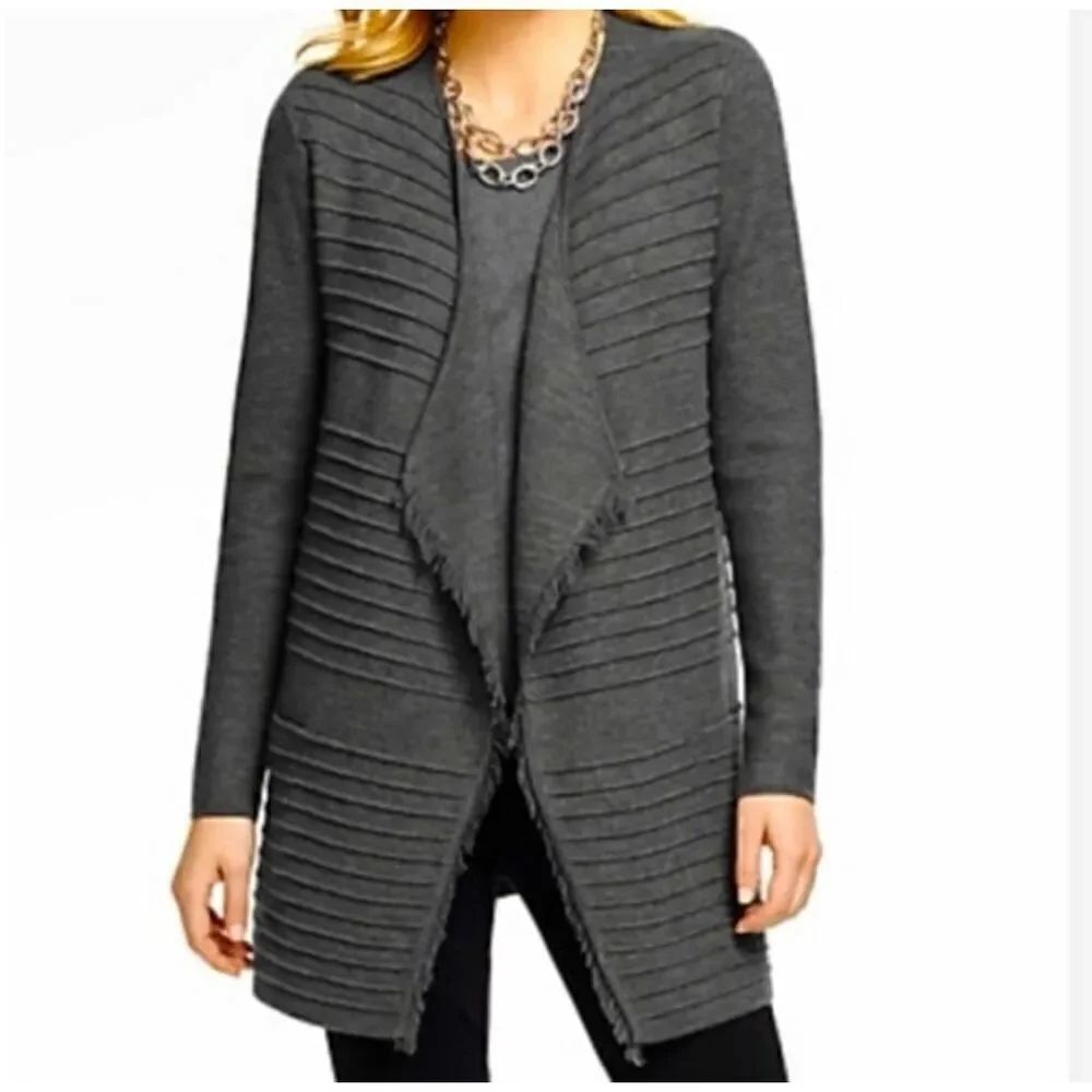 Talbots Pure Merino Wool Long Cardigan Open Front SP